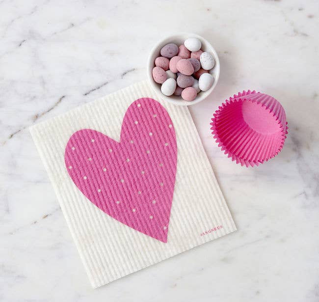 Swedish Dishcloth - Heart - Pink