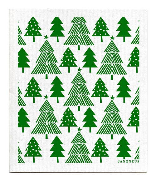 Swedish Dishcloth - Green - Christmas Forest