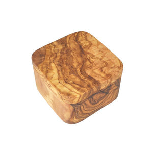 Olive Wood Square Salt Cellar With Magnetic Lid