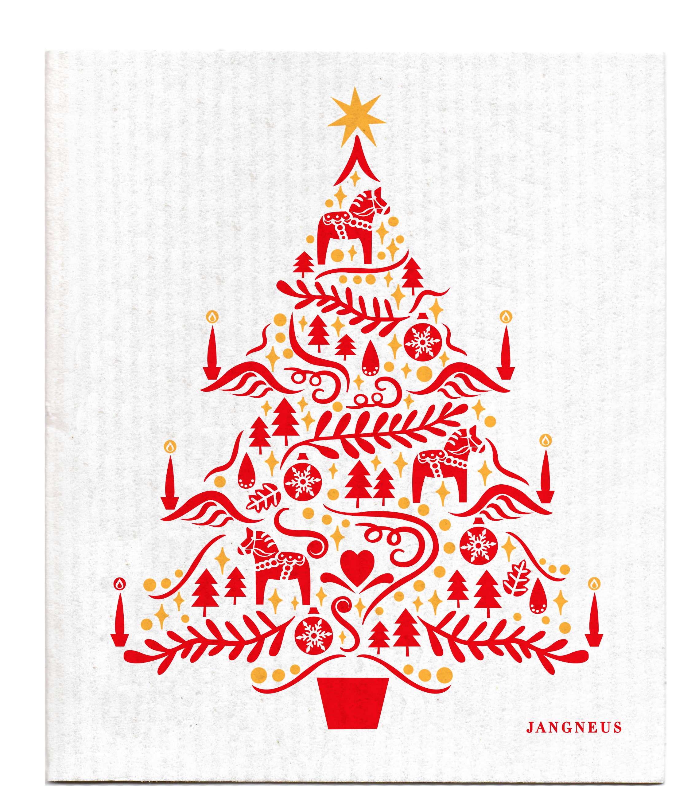 Swedish Dishcloth - Red - Scandi Christmas Tree