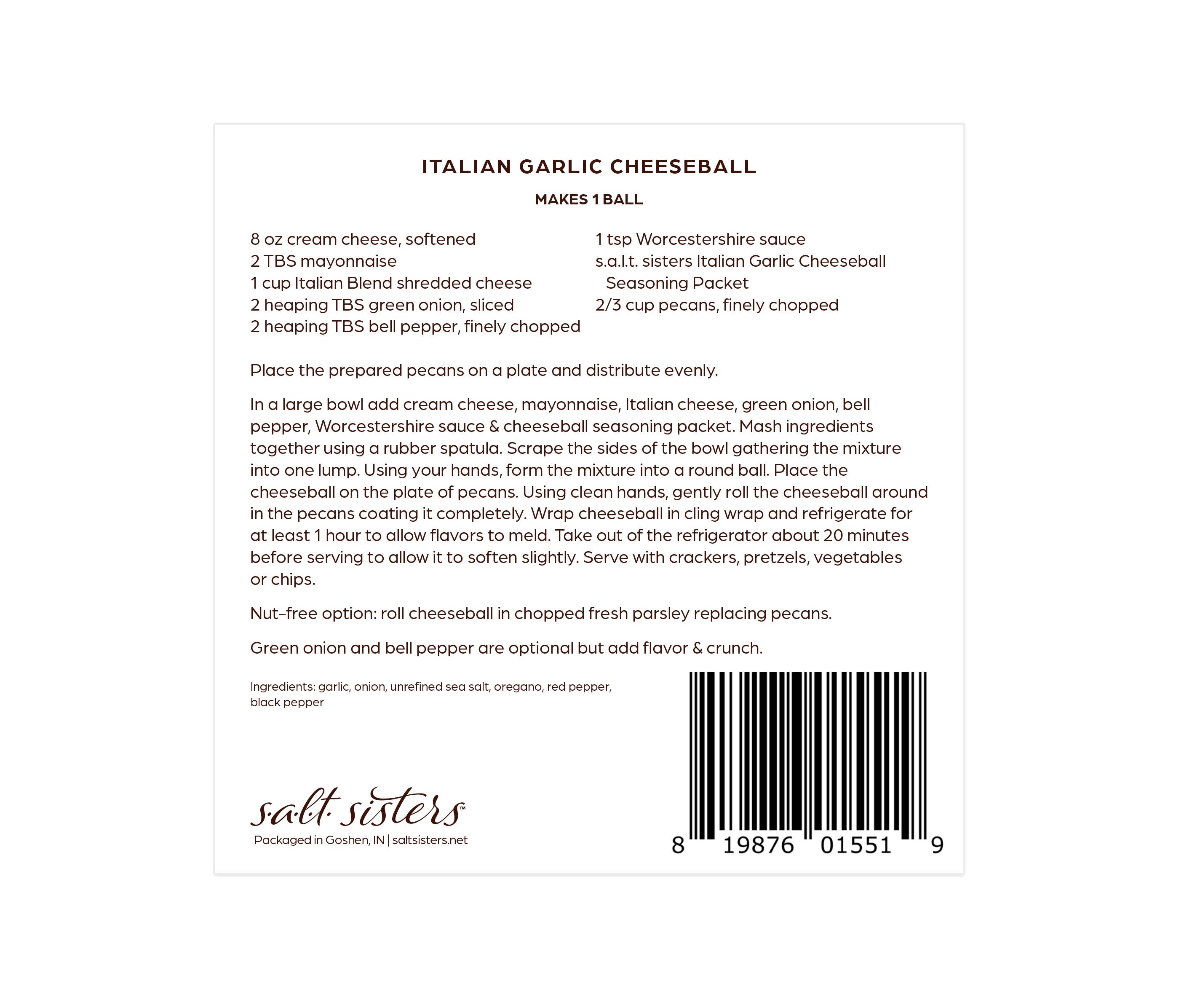 Cheeseball Spice Mix - Italian Garlic
