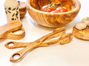 Olive Wood Serving Tongs