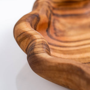 Olive wood scalloped dish