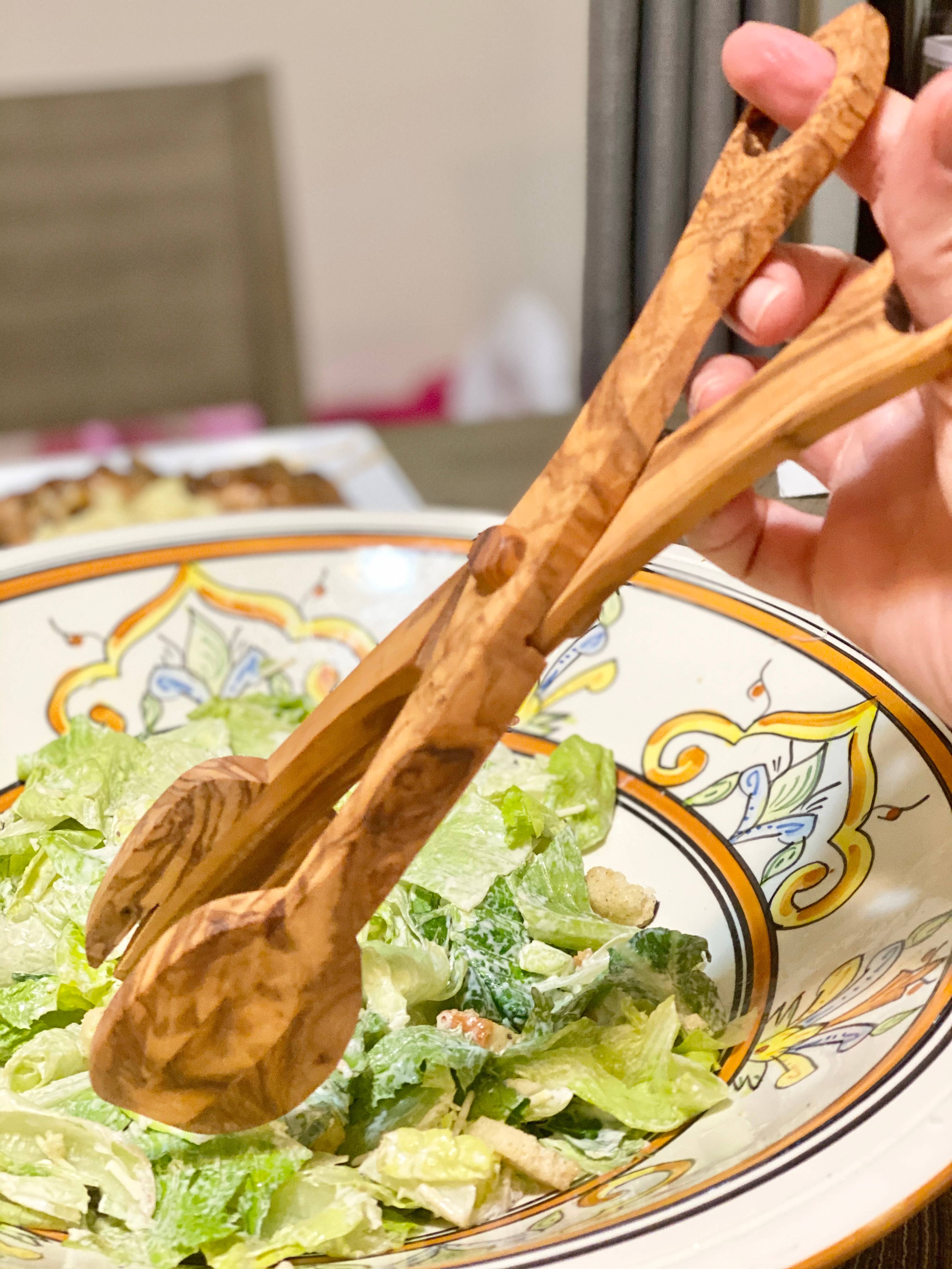 Olive Wood Serving Tongs